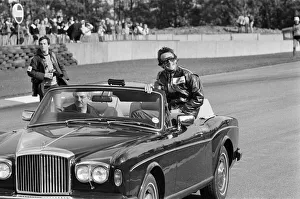British Motorcycle road racer Barry Sheene at Donington on his first ride since his near