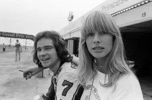 British motorcycle road racer Barry Sheene with girlfriend Stephanie McLean
