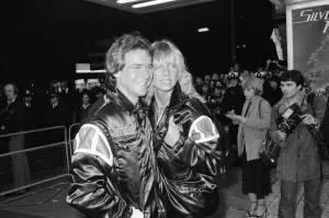 British Motorcycle road racer Barry Sheene with girlfriend Stephanie McLean attend