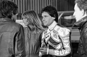British Motorcycle road racer Barry Sheene with his new Suzuki bike