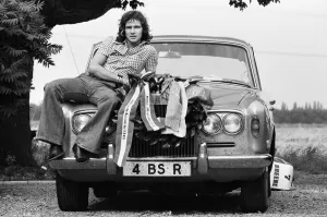 British motorcycle road racer Barry Sheene pictured at his home Ashwood Hall