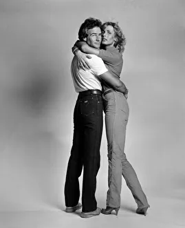 British Motorcycle road racer Barry Sheene poses with his girlfriend Stephanie McLean in