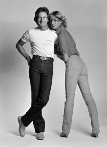 British Motorcycle road racer Barry Sheene poses with his girlfriend Stephanie McLean in