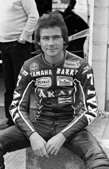 British Motorcycle road racer Barry Sheene in practice at Silverstone ahead of