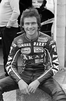 British Motorcycle road racer Barry Sheene in practice at Silverstone ahead of