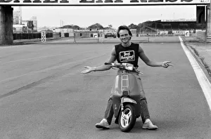 British Motorcycle road racer Barry Sheene at Silverstone. 2nd August 1984