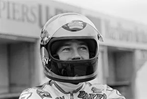 British Motorcycle road racer Barry Sheene takes part in his first serious workout with a