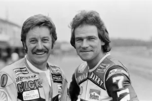 Rider Prints: British Motorcycle road racer Barry Sheene wins the 1300 cc Superbike race at Donington