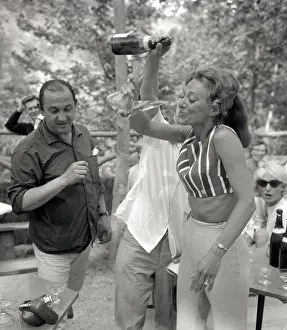 British People Abroard June 1965 British Holiday Makers in Spain playing drinking