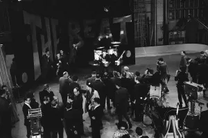 British pop group The Beatles rehearsing for their performance on the Ed Sullivan