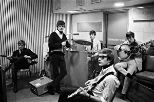 00627 Prints: British pop group Herman Hermits led by singer Peter Noone pictured at Kingsway recording