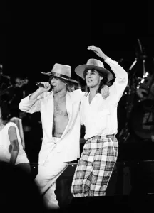 British pop group Wham pictured on their 10-day visit to China, April 1985