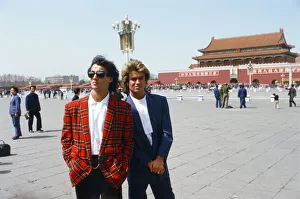 British pop group Wham pictured on their 10-day visit to China, April 1985