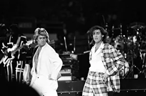British pop group Wham pictured on their 10-day visit to China, April 1985