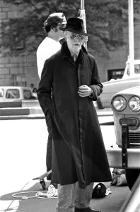 Location Prints: British pop singer David Bowie as an old man in New York during production of his latest