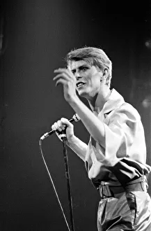 00542 Prints: British pop singer David Bowie performing on stage during his concert at Earls court