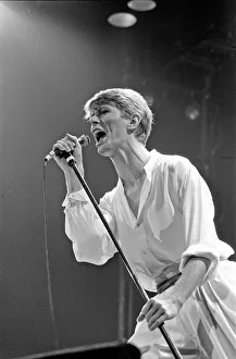 00542 Prints: British pop singer David Bowie performing on stage during his concert at Earls court