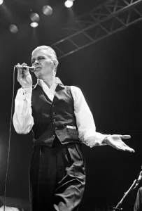 00542 Prints: British pop singer David Bowie performing on stage during the first of six concerts