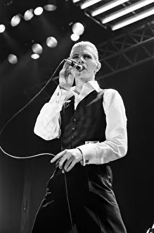 00542 Prints: British pop singer David Bowie performing on stage during the first of six concerts
