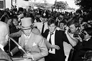 British pop singer David Bowie pictured arriving for the wedding of former Boomtown rats