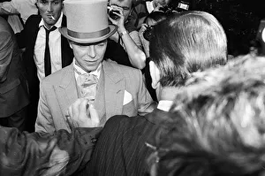 00542 Prints: British pop singer David Bowie pictured arriving for the wedding of former Boomtown rats
