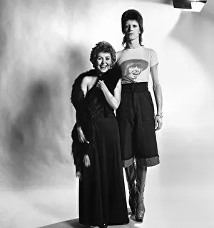 British pop singer David Bowie poses with Lulu in the Daily Mirror studio