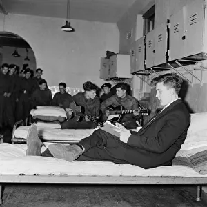 British pop singer Terry Dene at Winchester Barracks as he starts his two year service in