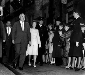 British Prime Minister Harold Wilson arriving to officially reopen the Cavern Club in