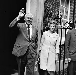 British Prime Minister Harold Wilson photo-call outside Number Ten Downing Street, London