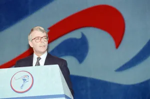 01390 Prints: British Prime Minister, John Major launches his Conservative party election manifesto