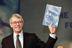 01390 Prints: British Prime Minister, John Major launches his Conservative party election manifesto