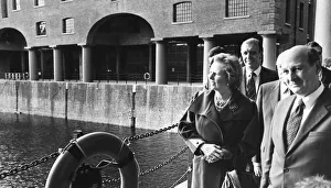 Leaders Prints: British Prime Minister Margaret Thatcher accompanied by Sir Leslie Young