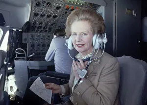 Equipment Prints: British Prime Minister Margaret Thatcher poses in the cockpit of an RAF Vickers VC10