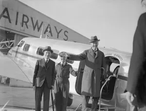 Build Up Prints: British Prime Minister Neville Chamberlain pictured on his arrival at Heston airport