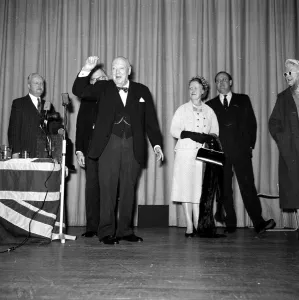Former British Prime Minister and wartime leader Winston Churchill addressing