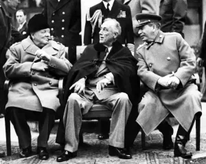 British Prime Minister Winston Churchill with American President Franklin D Roosevelt
