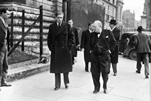 British Prime Minister Winston Churchill with Foreign Secretary Anthony Eden on their