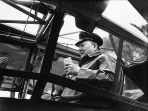 00743 Prints: British Prime Minister Winston Churchill pictured on his visit to Normandy in Northern