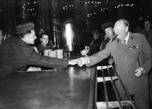 00743 Prints: British Prime Minister Winston Churchill pictured on his visit to Paris France in