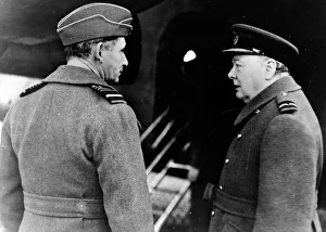 British Prime Minister Winston Churchill talking to Marshall of the Royal Air Force