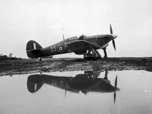 00411 Prints: A British RAF Hurricane fighter plane on a Russian airfield during the Second World War