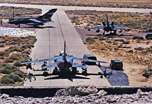 A british RAF Tornado GR1 on the runway in Kuwait during the joint bombing campaign of