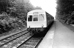 One of British Rails Diesel Multiple Units at one of the rural stations on the Newcastle