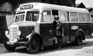 Private Prints: British Railways Bus, used to ferry fueling train crews from Saltley to various stations