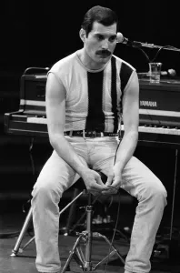 00849 Prints: British Rock group Queen rehearsing at the Shaw Theatre in Euston ahead of the Live Aid