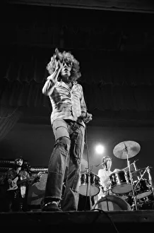 British rock group The Who performing on stage during a concert at the University of