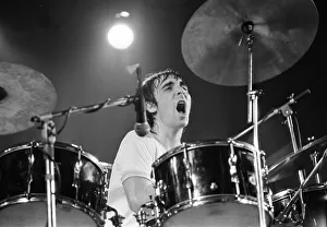 British rock group The Who performing on stage during a concert at the University of