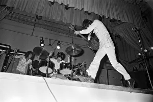 British rock group The Who performing on stage during a concert at the University of