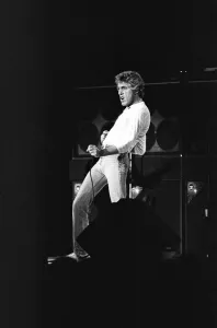 00454 Prints: British rock group The Who, performing on stage at the NEC in Birmingham. Roger Daltrey