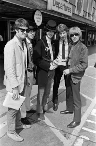 Clothing Entertainment Prints: British rock group The Yardbirds at London airport as they leave for Canada to start a
